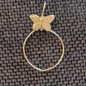 14K Gold Butterfly Charm Holder Pendant